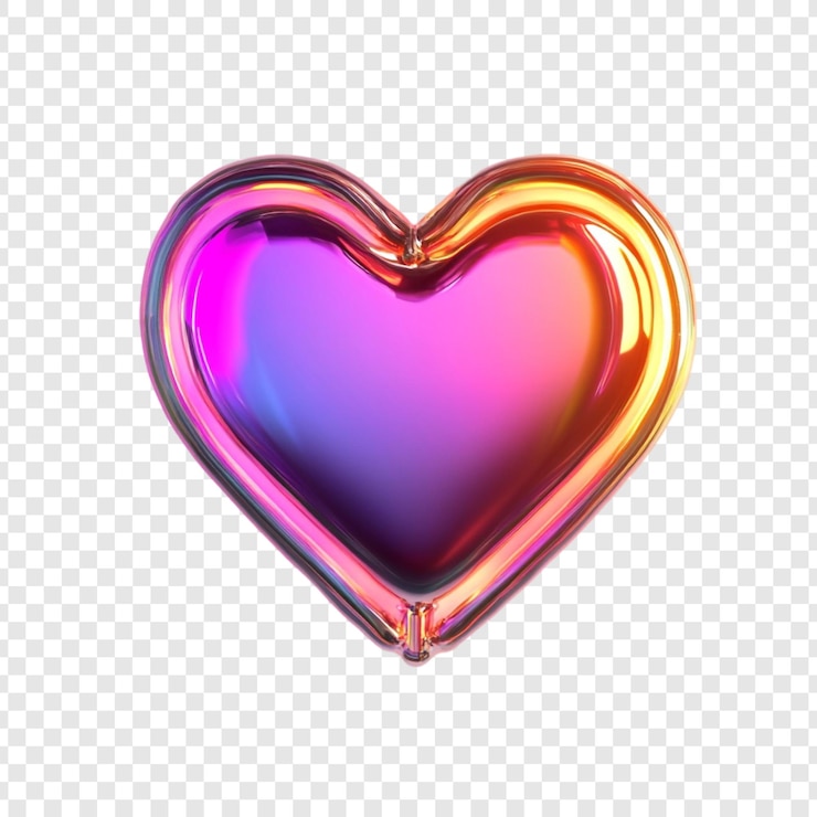 Gratis PSD iridescent heart een symbool van liefde, passie en romantiek weergegeven met levendige kleurrijke glanzende en reflecterende 3d-effecten
