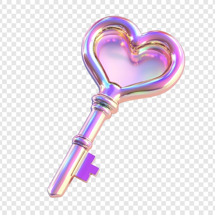 PSD Gratis iridescent heart key a symbol of love and access