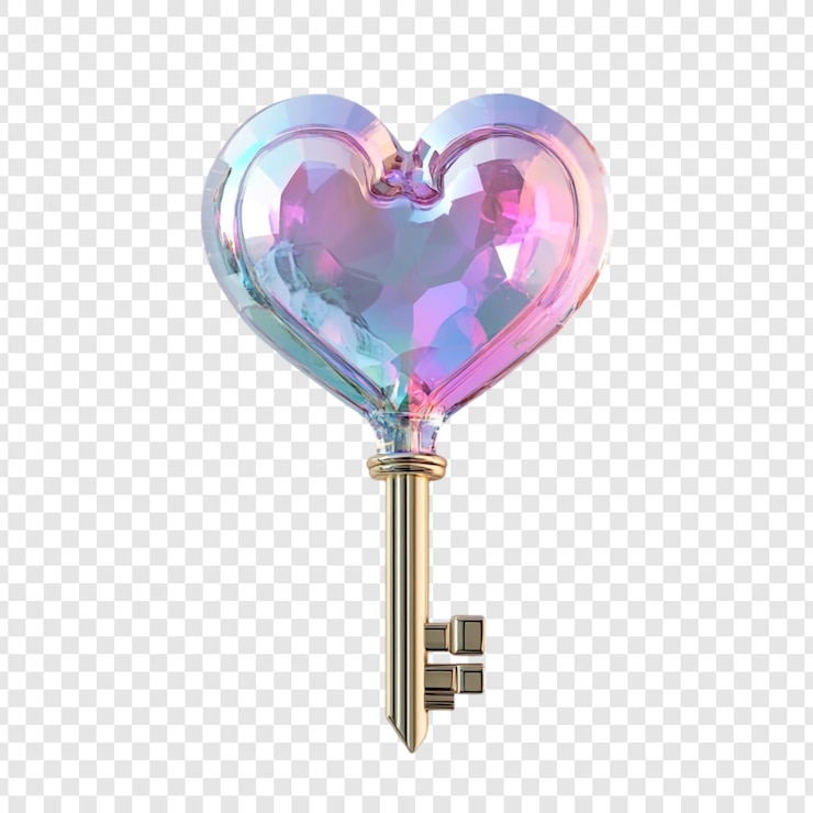 PSD Gratis iridescent heart key a symbol of love and unlocking dreams