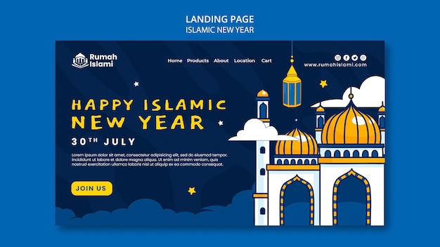 Gratis PSD islamitisch nieuwjaar bestemmingspagina sjabloonontwerp