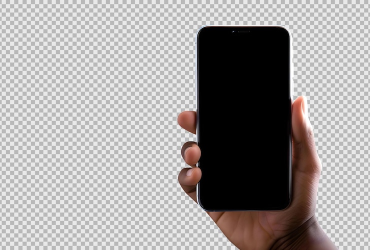 PSD gratuito isolare il modello di smartphone che tiene la mano psd