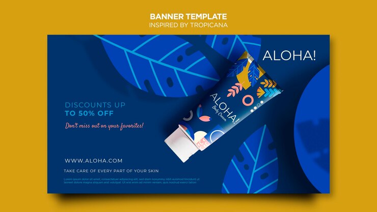 PSD gratuito ispirato al modello di banner orizzontale tropicana