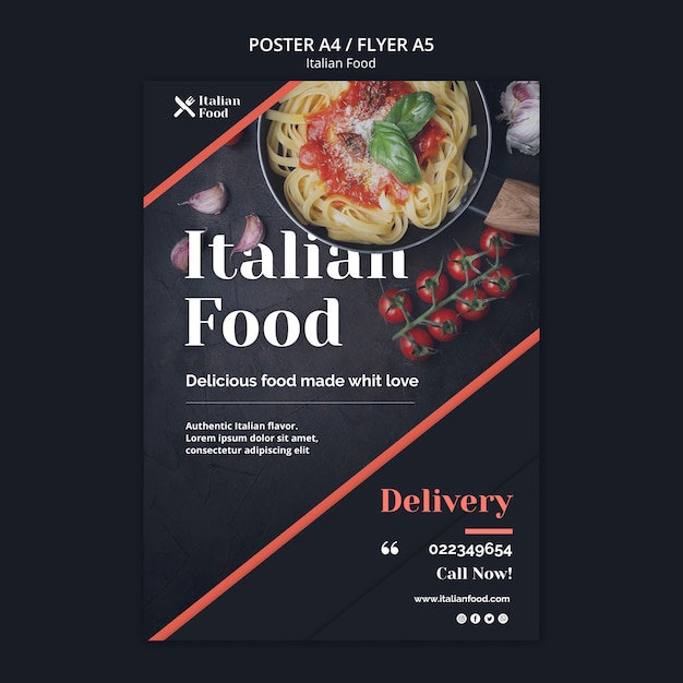 Italiaans eten concept poster sjabloon