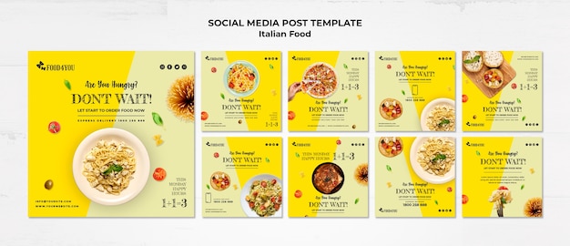 Gratis PSD italiaans eten concept social media post sjabloon