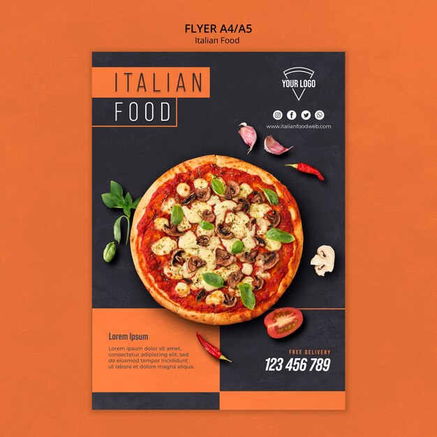 Italiaans eten flyer-sjabloon