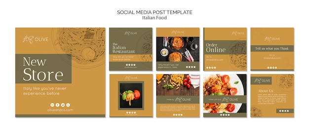 Italiaans eten instagram postsjabloon