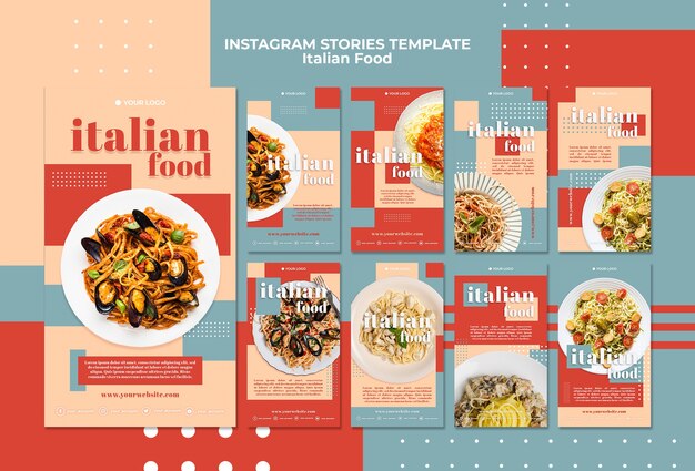 Italiaans eten instagram verhalen sjabloon