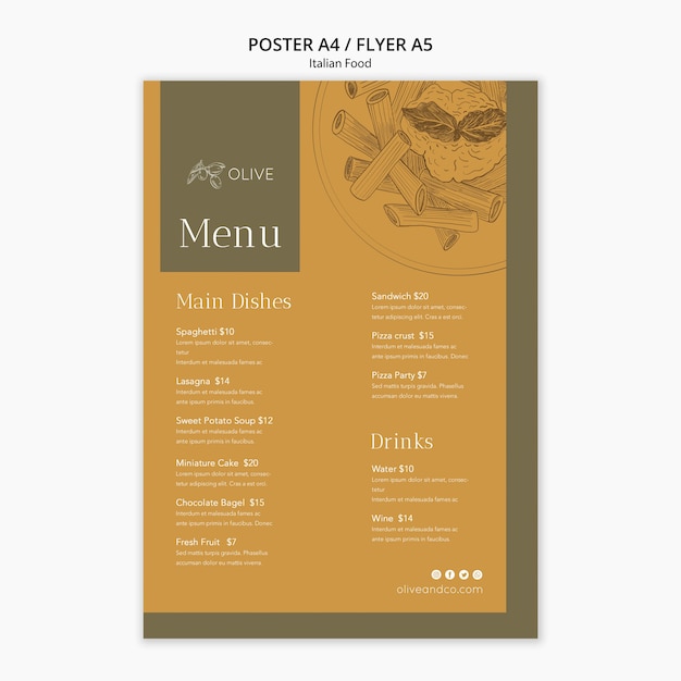 Gratis PSD italiaans eten poster sjabloon