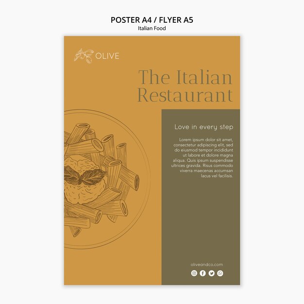 Italiaans eten poster sjabloon
