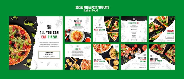 Italiaans eten social media postsjabloon