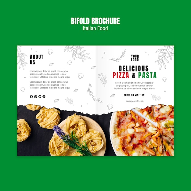 Italiaans eten tweevoudige brochure sjabloon