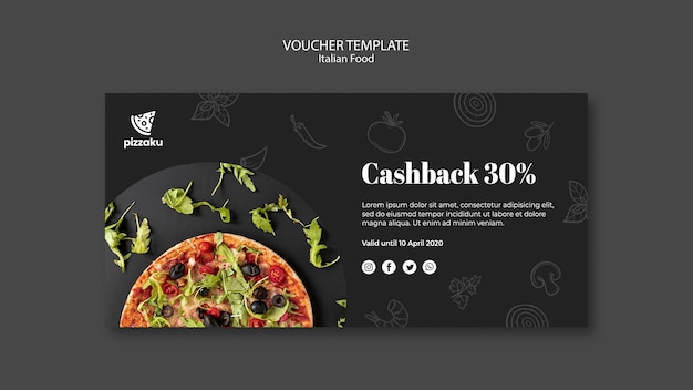 Italiaans eten voucher sjabloon concept