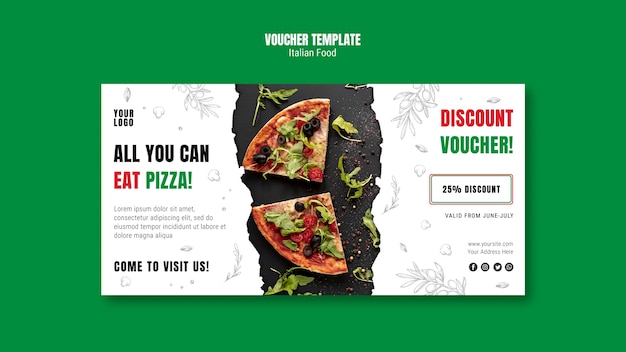 Gratis PSD italiaans eten voucher sjabloon