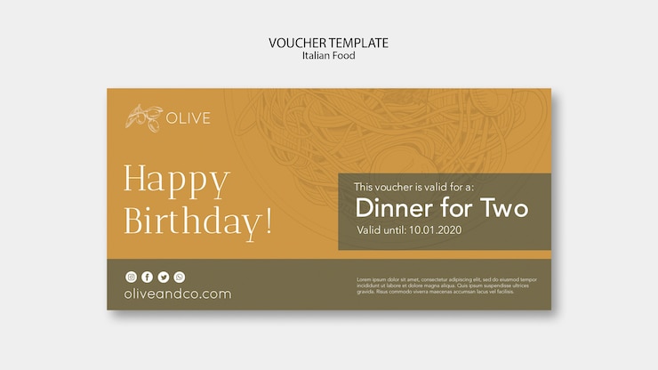 Gratis PSD italiaans eten voucher sjabloon