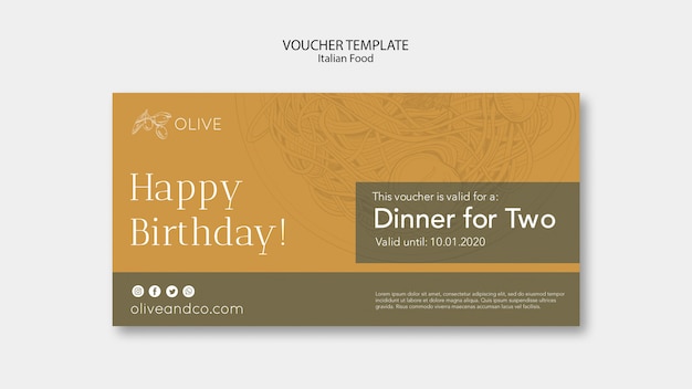 Italiaans eten voucher sjabloon