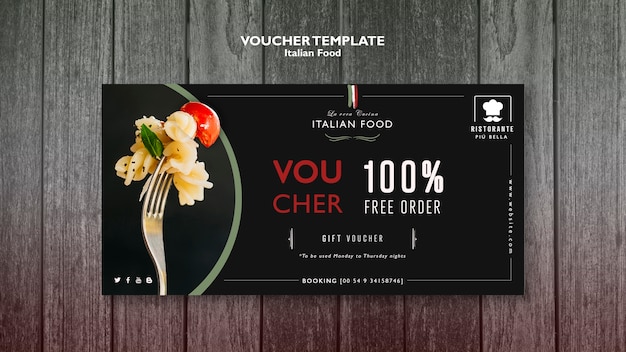 Italiaans eten voucher sjabloon
