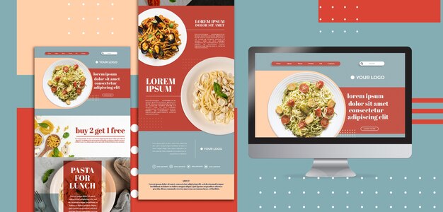 Italiaans eten website-interface sjabloon