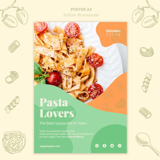 Gratis PSD italiaans restaurant poster stijl