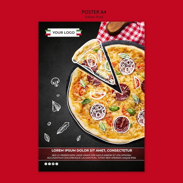 Italiaanse keuken poster sjabloonontwerp