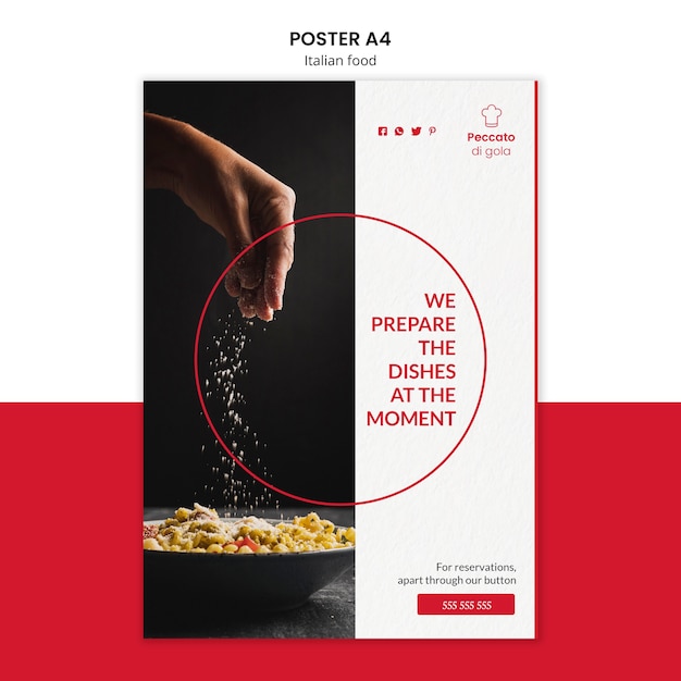 Gratis PSD italiaanse keuken poster stijl