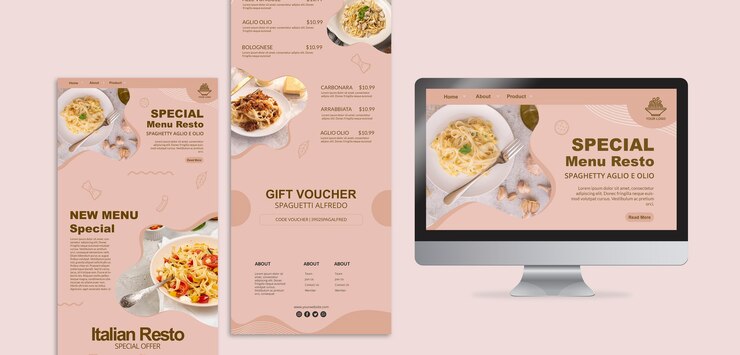 PSD Gratis italian food template concept