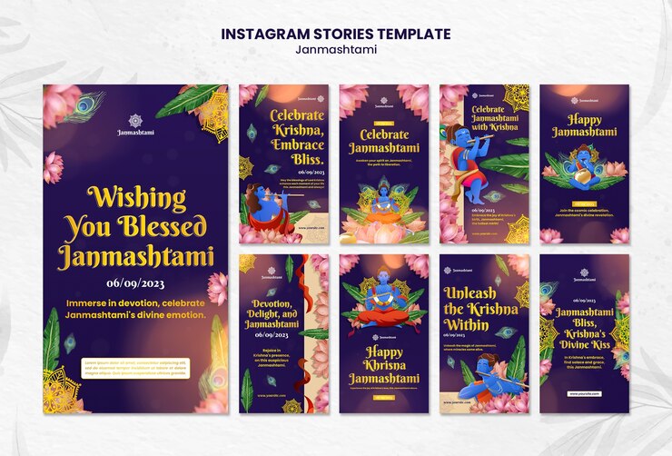 PSD Gratis janmashtami celebration instagram stories