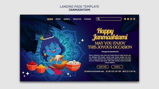 Gratis PSD janmashtami sjabloonontwerp