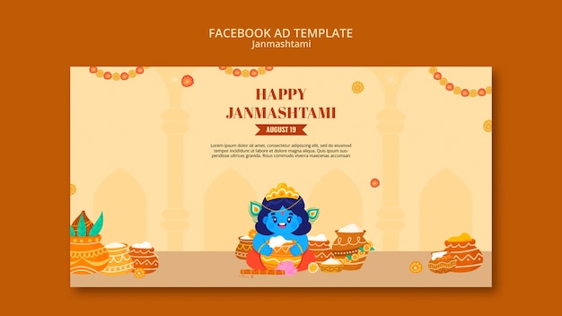 Gratis PSD janmashtami viering facebook sjabloon