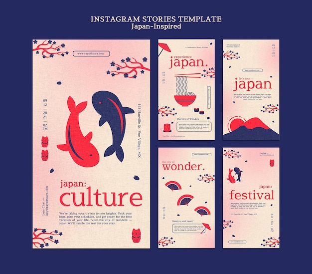 Gratis PSD japan geïnspireerd insta verhaal ontwerpsjabloon