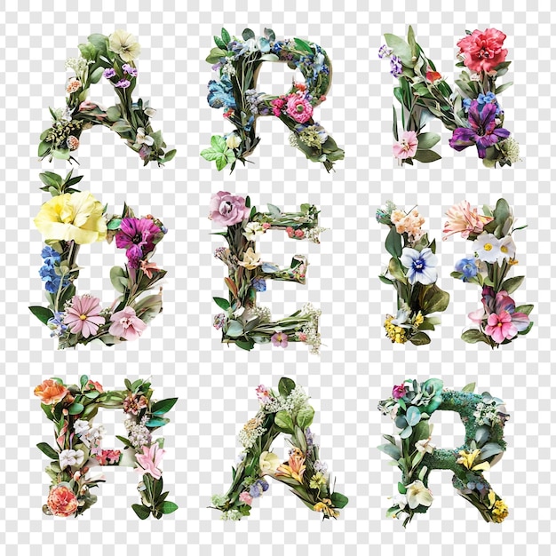 Jardín del alfabeto floral de las letras