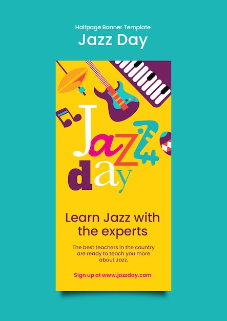 Gratis PSD jazz dag sjabloon ontwerp