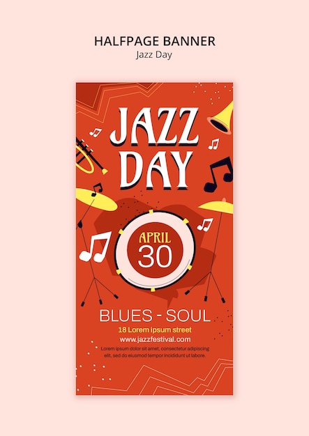 Gratis PSD jazz dag sjabloon ontwerp