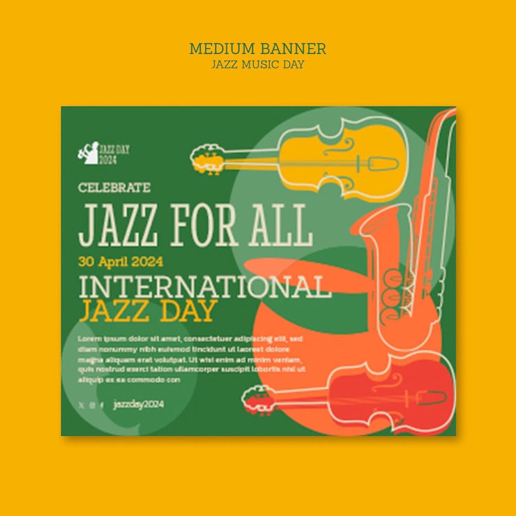 Gratis PSD jazz dag viering banner sjabloon