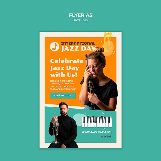 Gratis PSD jazz dag viering sjabloon