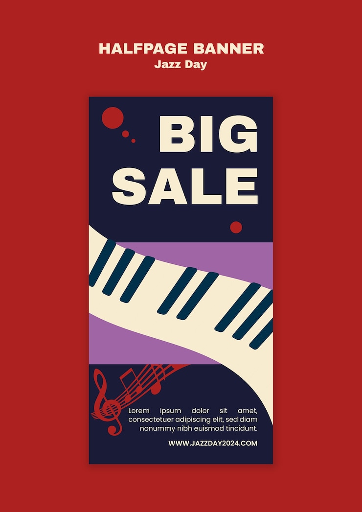 PSD Gratis jazz day celebration banner template
