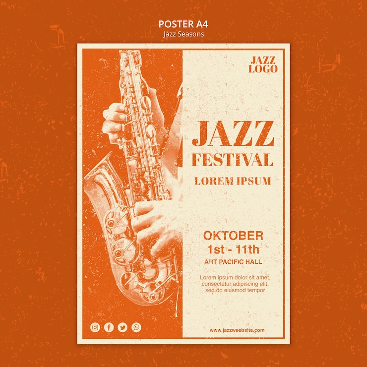 Gratis PSD jazz-sessies poster sjabloon