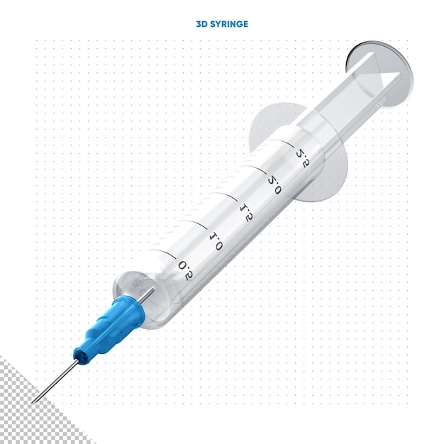 Jeringa azul de vacunación de coronavirus 3d