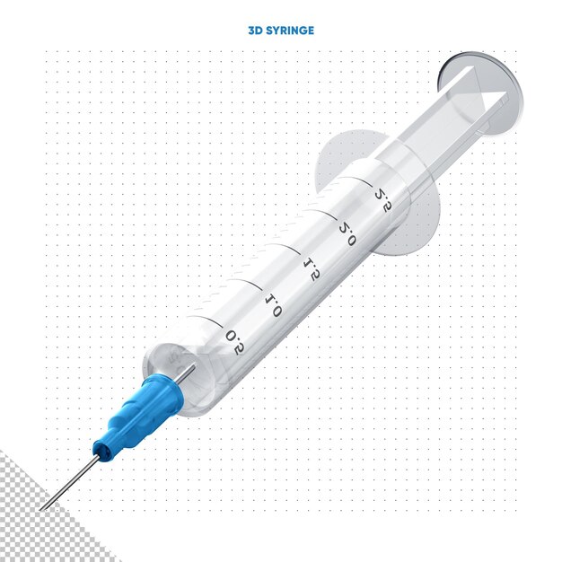 Jeringa azul de vacunación de coronavirus 3d