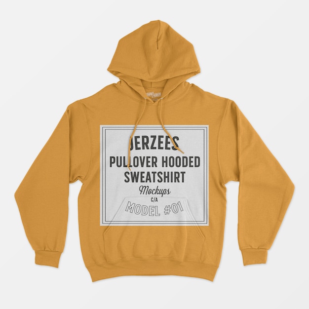 Gratis PSD jerzees pullover sweater met capuchon mockup 01