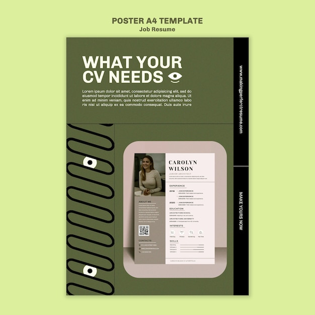 Gratis PSD job cv tips a4 poster sjabloon