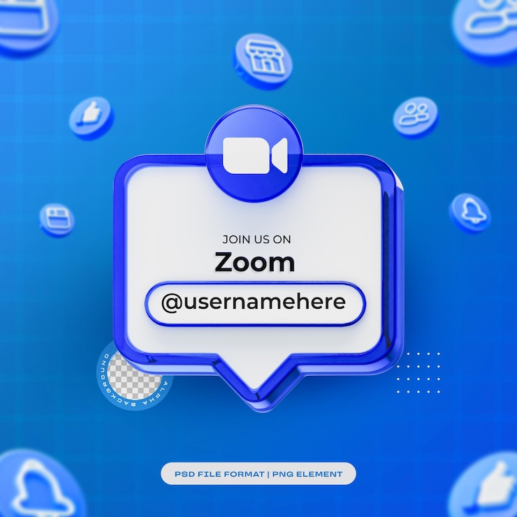 Gratis PSD join us on zoom profile social media 3d-rendering geïsoleerd voor compositie