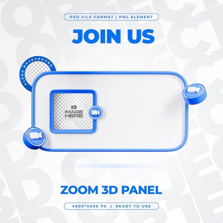 Gratis PSD join us on zoom profile social media 3d-rendering geïsoleerd voor compositie