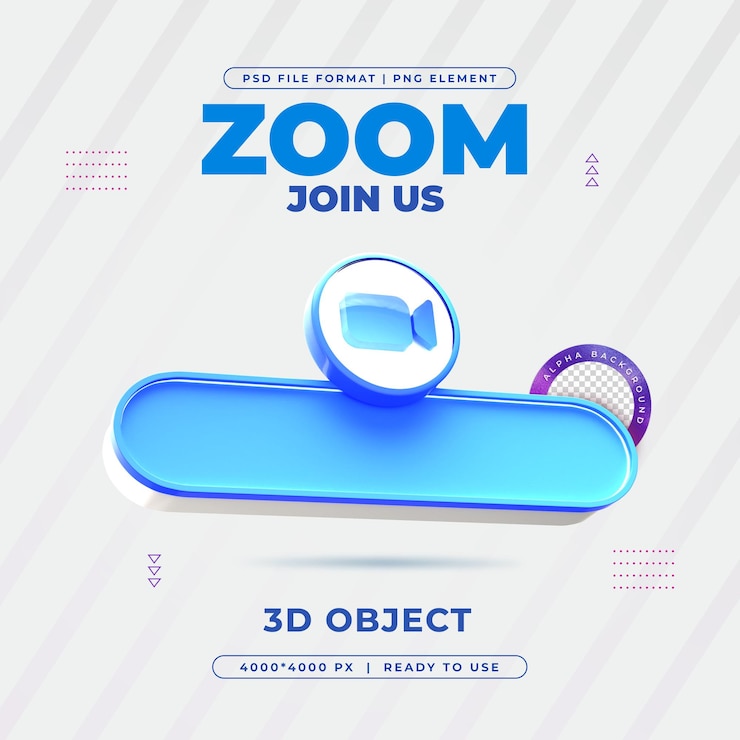 Gratis PSD join us on zoom profile social media 3d-rendering geïsoleerd voor compositie