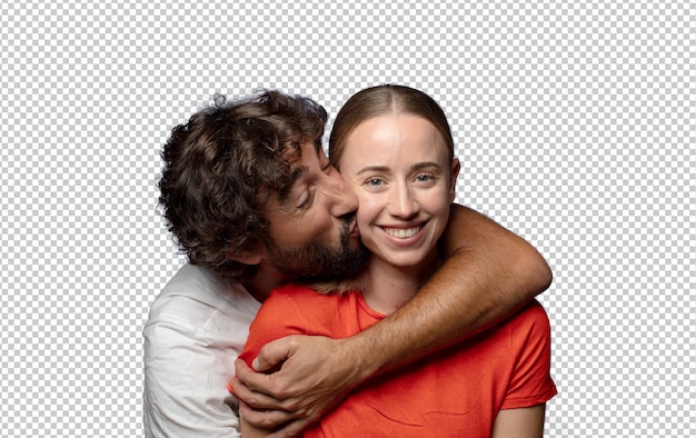 jong koppel knuffelen en liefde concept