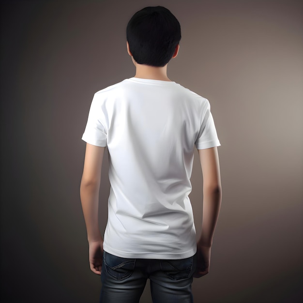 Gratis PSD jonge man in blank wit t-shirt mock up front view