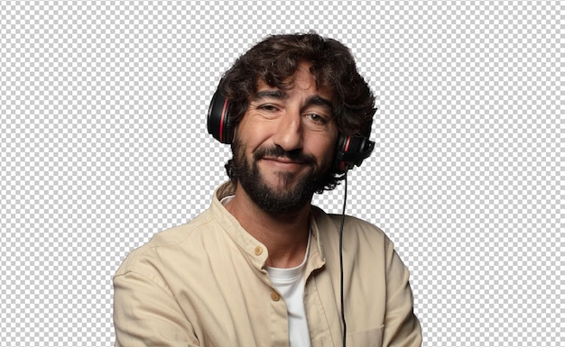 joven adulto barbudo concepto de telemarketing