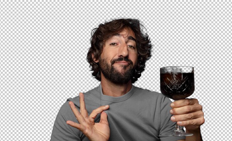 PSD gratuito joven adulto barbudo tomando una copa