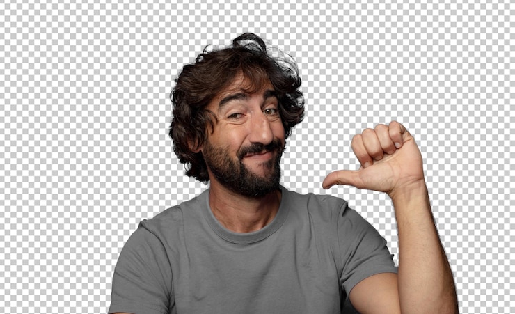 PSD gratuito joven adulto expresivo hombre barbudo