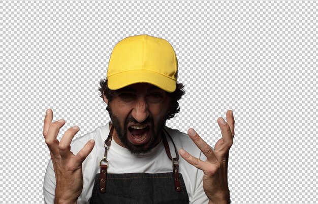 joven adulto hombre barbudo concepto de empleado
