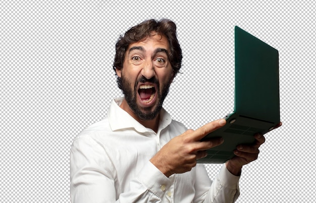joven adulto usando una computadora portátil